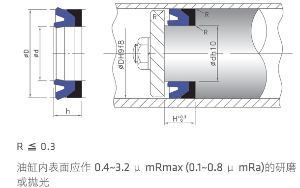 DZ組合油封D-8活塞中安裝圖